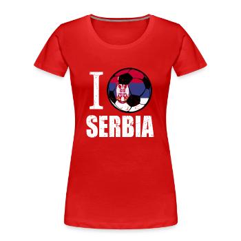 Serbien Fußball - Frauen Premium Bio T-Shirt - Rot - Vorne - Mia (176cm)