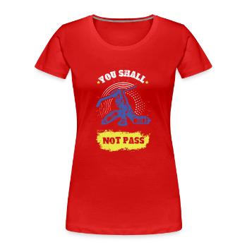 Ice Hockey Sport Goalie - Women's Premium Organic T-Shirt - red - Front - Mia (176cm)