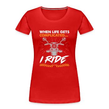 leben kompliziert motorrad - Frauen Premium Bio T-Shirt - Rot - Vorne - Mia (176cm)