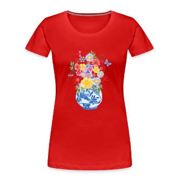 Blumenranke Vase blumenstrauß strauß Blumen - Frauen Premium Bio T-Shirt - Rot - Vorne - Mia (176cm)