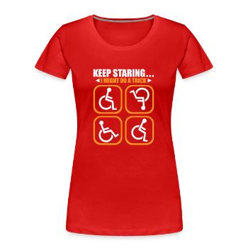 Handicapped Wheelchair Cyborg Leg Arm Amputee - Women's Premium Organic T-Shirt - red - Front - Mia (176cm)