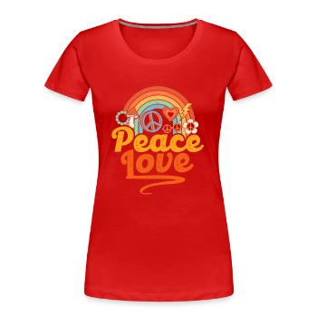 Peace Love Hippie - T-shirt bio Premium Femme - rouge - Devant - Mia (176cm)