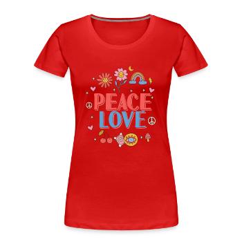 Peace Love Hippie - T-shirt bio Premium Femme - rouge - Devant - Mia (176cm)