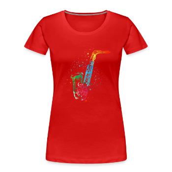 Saxofon, SAXofonist - Frauen Premium Bio T-Shirt - Rot - Vorne - Mia (176cm)