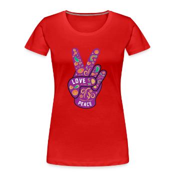 Peace Love Hippie - T-shirt bio Premium Femme - rouge - Devant - Mia (176cm)