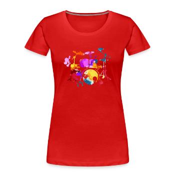 Batterie, batteur - T-shirt bio Premium Femme - rouge - Devant - Mia (176cm)