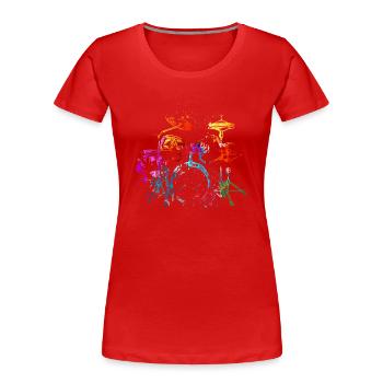 Batterie, batteur - T-shirt bio Premium Femme - rouge - Devant - Mia (176cm)