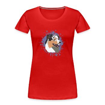 Chien Berger australien Elevage d’animaux de compagnie - T-shirt bio Premium Femme - rouge - Devant - Mia (176cm)