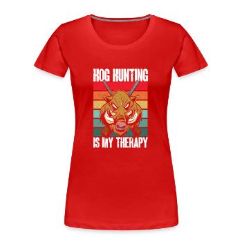 Chasse au sanglier chasseur sanglier - T-shirt bio Premium Femme - rouge - Devant - Mia (176cm)