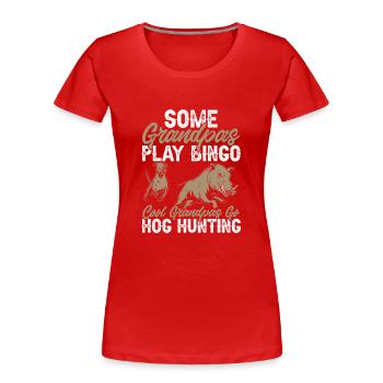 Chasse au sanglier chasseur sanglier - T-shirt bio Premium Femme - rouge - Devant - Mia (176cm)