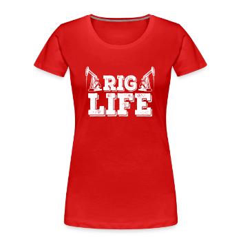 Oil rig oil gas workers drilling oil platform - Women's Premium Organic T-Shirt - red - Front - Mia (176cm)