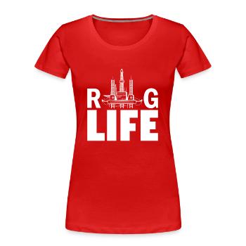 Oil rig oil gas workers drilling oil platform - Women's Premium Organic T-Shirt - red - Front - Mia (176cm)