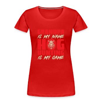 Chasse au sanglier chasseur sanglier - T-shirt bio Premium Femme - rouge - Devant - Mia (176cm)