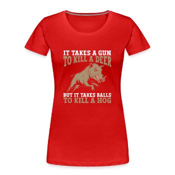 Chasse au sanglier chasseur sanglier - T-shirt bio Premium Femme - rouge - Devant - Mia (176cm)