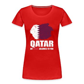 Katar Fahne - Frauen Premium Bio T-Shirt - Rot - Vorne - Mia (176cm)