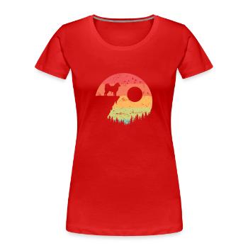 Malamute d’Alaska au lever du soleil dans la forêt - T-shirt bio Premium Femme - rouge - Devant - Mia (176cm)