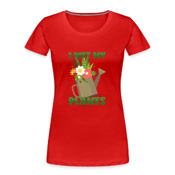 Watering plants - Women's Premium Organic T-Shirt - red - Front - Mia (176cm)