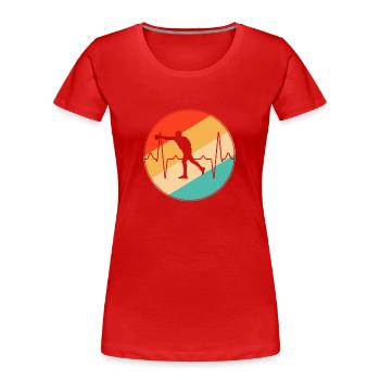 Boxe Heartbeat Rétro - T-shirt bio Premium Femme - rouge - Devant - Mia (176cm)