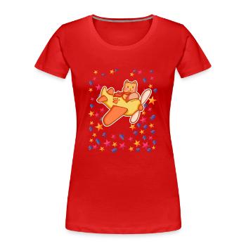 Pilote de chat dans le ciel étoilé - T-shirt bio Premium Femme - rouge - Devant - Mia (176cm)
