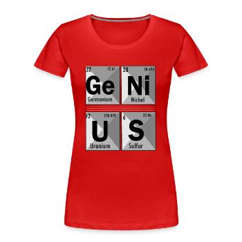Genius mit Chemieanekdote - Frauen Premium Bio T-Shirt - Rot - Vorne - Mia (176cm)