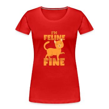 Katzen Wortwitz - Frauen Premium Bio T-Shirt - Rot - Vorne - Mia (176cm)