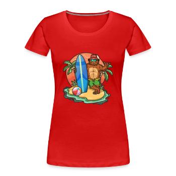Drôle d’ours Surf Lovers Cool Planche de surf Jeu de mots - T-shirt bio Premium Femme - rouge - Devant - Mia (176cm)
