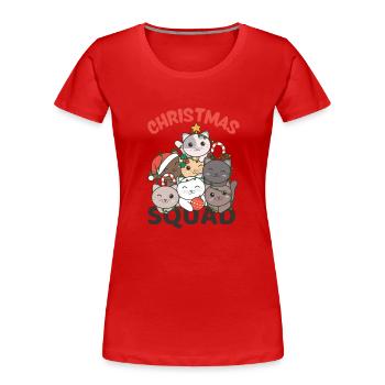 Chat Arbre de Noël Escouade de Noël Chats - T-shirt bio Premium Femme - rouge - Devant - Mia (176cm)
