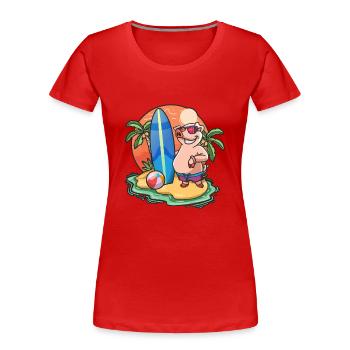 Funny Pig Surf Lovers Cool Surfboard Surfing Wortspiel - Frauen Premium Bio T-Shirt - Rot - Vorne - Mia (176cm)