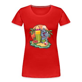 Drôle Rhinoceros Surf Lovers Cool Planche de surf Humour - T-shirt bio Premium Femme - rouge - Devant - Mia (176cm)