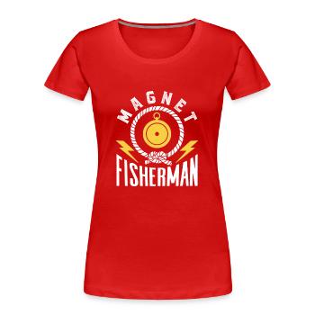 Magnetfischer Magnetfischen Magnet - Frauen Premium Bio T-Shirt - Rot - Vorne - Mia (176cm)