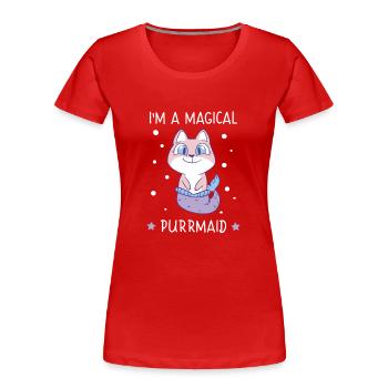 Magical Purrmaid Mermaid Cat Cat Love - Women's Premium Organic T-Shirt - red - Front - Mia (176cm)