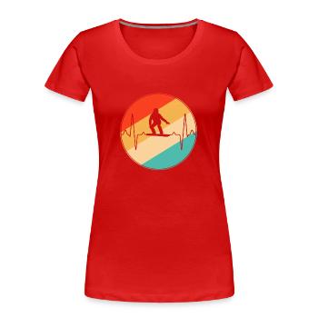 snowboarden retro herzschlag - Frauen Premium Bio T-Shirt - Rot - Vorne - Mia (176cm)