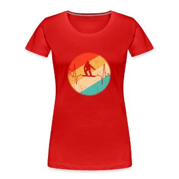 snowboarden retro herzschlag - Frauen Premium Bio T-Shirt - Rot - Vorne - Mia (176cm)