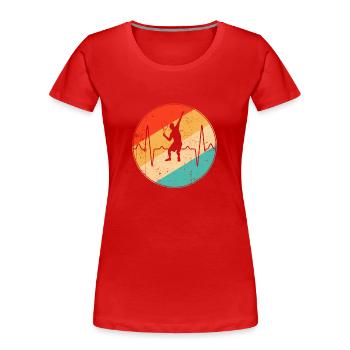 Tennis Retro Herzschlag - Frauen Premium Bio T-Shirt - Rot - Vorne - Mia (176cm)