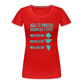 Origami Japanese Art Folding Crane Paper - Women's Premium Organic T-Shirt - red - Front - Mia (176cm)