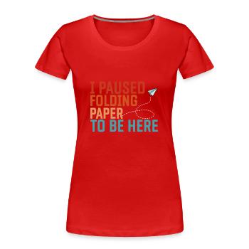 Origami Japanese Art Folding Crane Paper - Women's Premium Organic T-Shirt - red - Front - Mia (176cm)