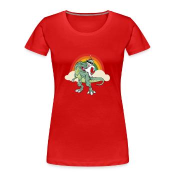 Dabbing Unicorn Riding T Rex Boys Girls Halloween - Women's Premium Organic T-Shirt - red - Front - Mia (176cm)