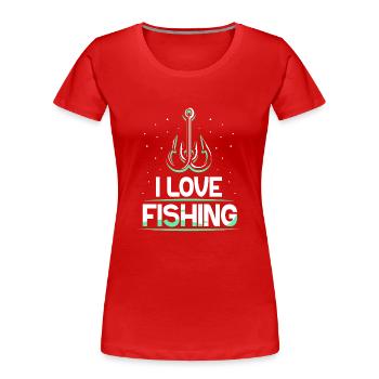 J’aime pêcher pêcheurs pêcheurs pêche pêche - T-shirt bio Premium Femme - rouge - Devant - Mia (176cm)
