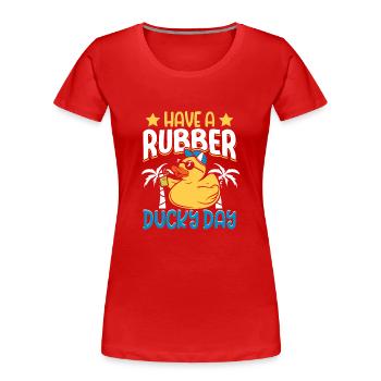 Canards en caoutchouc Canard Duck Lovers Salle de bain - T-shirt bio Premium Femme - rouge - Devant - Mia (176cm)