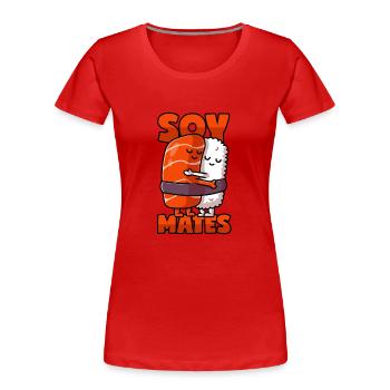 Sushi-Seelenverwandte mit Sojasoße - Frauen Premium Bio T-Shirt - Rot - Vorne - Mia (176cm)