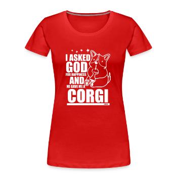 Corgi - T-shirt bio Premium Femme - rouge - Devant - Mia (176cm)