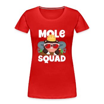 Mole troop with sunglasses - Women's Premium Organic T-Shirt - red - Front - Mia (176cm)