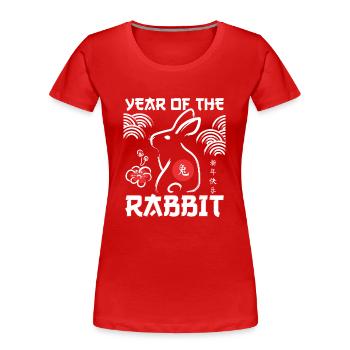 Jahr des Kaninchens Chinesisches Neujahr Mondfrühling - Frauen Premium Bio T-Shirt - Rot - Vorne - Mia (176cm)