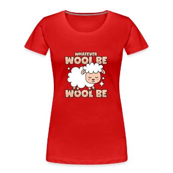 Schaf Wolle Wortwitz - Frauen Premium Bio T-Shirt - Rot - Vorne - Mia (176cm)