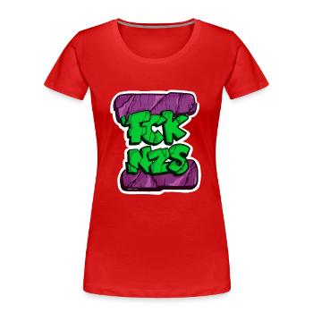 FCKNZS vert violet - T-shirt bio Premium Femme - rouge - Devant - Mia (176cm)
