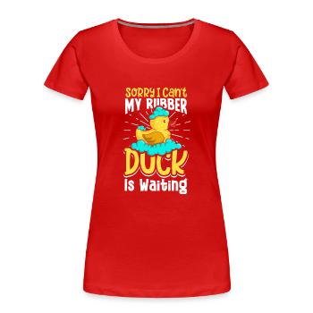 Canards en caoutchouc Canard Duck Lovers Salle de bain - T-shirt bio Premium Femme - rouge - Devant - Mia (176cm)