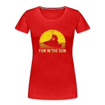 Vintage Jetski Urlaub Motorboot Fun In The Sun - Frauen Premium Bio T-Shirt - Rot - Vorne - Mia (176cm)
