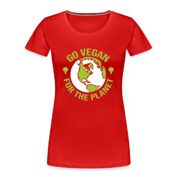 Devenez végétalien pour la planète - Activiste - T-shirt bio Premium Femme - rouge - Devant - Mia (176cm)
