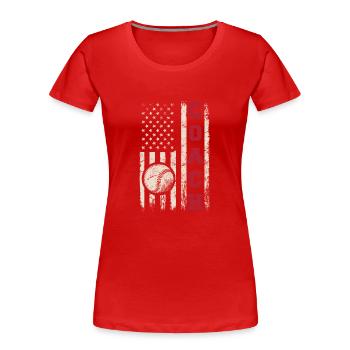 Baseball Coach Coaching American Flag Baseball Tra - Women's Premium Organic T-Shirt - red - Front - Mia (176cm)