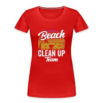 Équipe de nettoyage de plage Nettoyage de plage Plage - T-shirt bio Premium Femme - rouge - Devant - Mia (176cm)